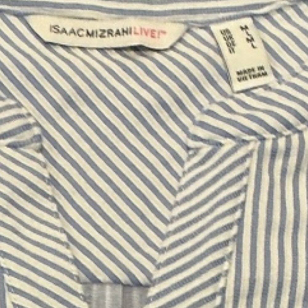 Isaac Mizrahi Live Blue White Striped Short Sleeve Shift Dress Size M. AA42 - Picture 8 of 9